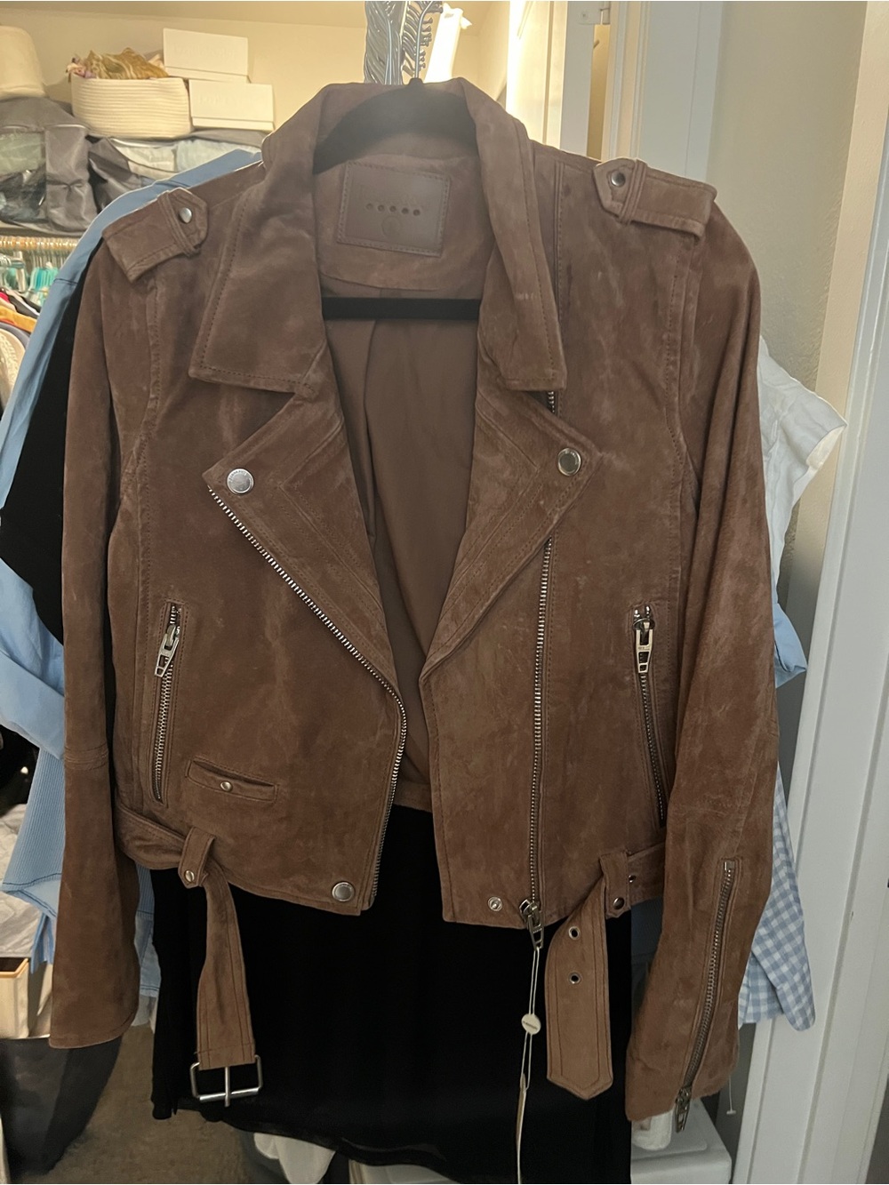 Blank NYC Brown Suede Moto Jacket